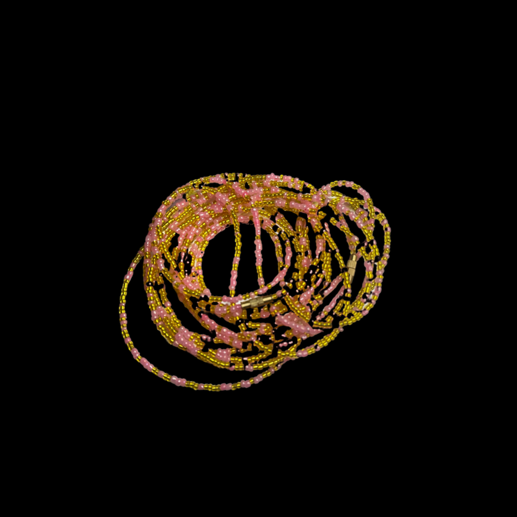 Yellow and pink waist beads